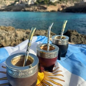 Mate Imperial de calabaza forrado en cuero con virola labrada