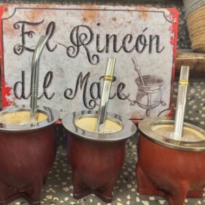 Mates Camioneros de calabaza forrado en cuero con virola de acero inoxidable