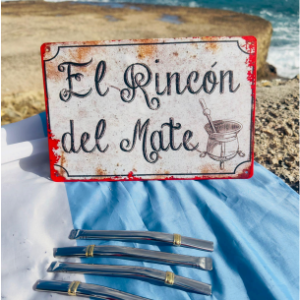 Bombilla de acero con aro de bronce chata