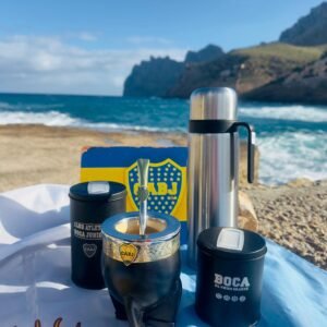 Mate Imperial de calabaza forrado en cuero con guarda de alpaca y dije de bronce River-Boca