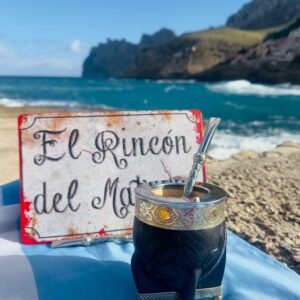 Mate Imperial Premium de calabaza forrado en cuero repujado con guarda y base de alpaca