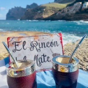 Mate Imperial de calabaza forrado en cuero croco con guarda y base de alpaca