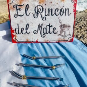 Bombillas de acero con dije de bronce