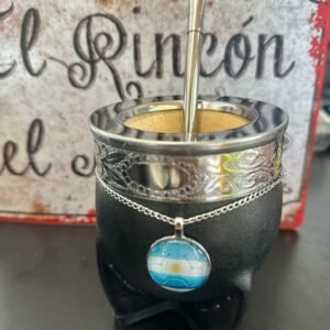 Mate Imperial de calabaza forrado en cuero con virola de alpaca personalizado Argentina