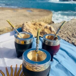 Mate Imperial de calabaza forrado en cuero con virola de alpaca