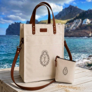 Bolso Tote Matero con detalles en cuero e impresión Escudo Argentino