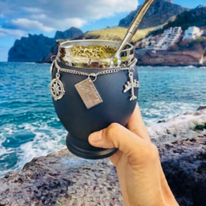 Mate de acero térmico con dijes
